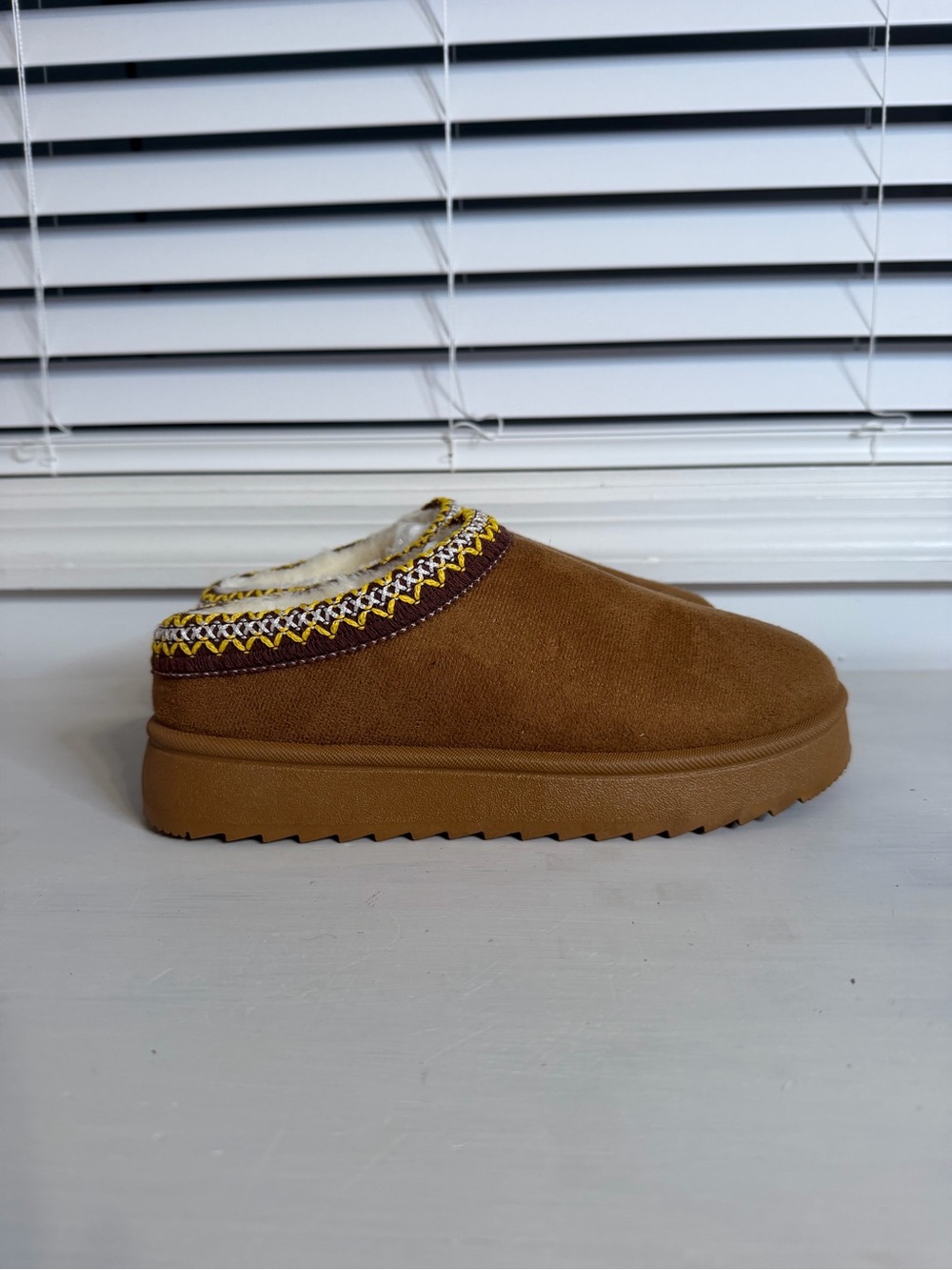 Women’s Suede Faux Fur Lined Platform Ankle Boots Pull On Tan Brown 39 ,Sz 8-8.5